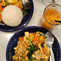 We chose rice with tofu and cashew and Pad See 
Everything was delicious!!! Happy I found this place :) at Home Cafe Tha Tian in Bangkok
