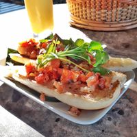 Tomato bruschetta at Utopia in Luang Prabang