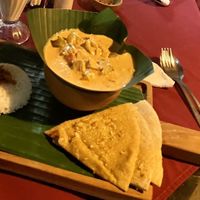 Thai red curry with tempeh, rice, and roti  at Global Village Kafe in Lovina