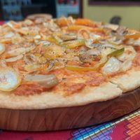 Vegetable pizza without cheese  at Global Village Kafe in Lovina