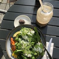 Yummy shake , fantastic fresh salad, power ball for desert.  at roots - Schanzengraben in Zurich
