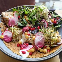 Vegan buckwheat chia pancakes at roots - Schanzengraben in Zurich