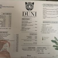 Drink menu  at Duni in Minca