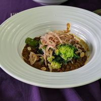 One of two vegan options on the menu for dinner - lentil stew. It was incredible! Had a bit of a bite. They split the dish into 2 servings because we were sharing it. :) at Lime Inn Bar & Restaurant in St John