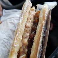 Adult pb&j (almond whip with seasonal jam) at Iron Paffles & Coffee in Charlottesville