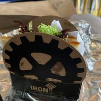 Puff pastry waffle sandwich or “paffle” sandwich with tofu scrambled eggs,  at Iron Paffles & Coffee in Charlottesville