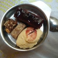 a mix of vegan goodnesses at Krishna Lunch in Barcelona