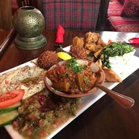 Vegan mezze platter at Tarboush in Watford