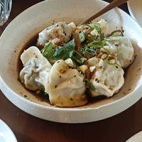 Spicy boiled vegan dumplings with soy vinegar at Olinda Tea House in Olinda