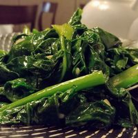 Stir fried Chinese broccoli with garlic sauce at Olinda Tea House in Olinda