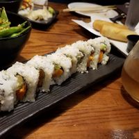 Vegan Salmon Roll. PLUM WINE! at Huntington Ramen & Sushi in Fullerton