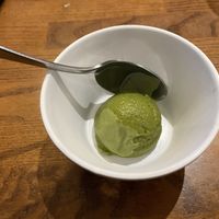 What a nice touch- vegan green tea ice cream- included!  at Huntington Ramen & Sushi in Fullerton