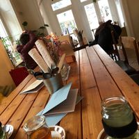 Inside the cafe (we are vegan we didn’t use the honey) at In Guter Gesellschaft in Hamburg