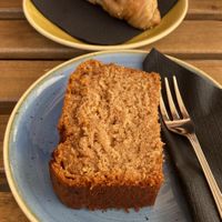 Plum cake and croissant   at Barnum Cafe in Rome