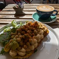 Hummus and chick peas on toast at Barnum Cafe in Rome