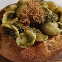 Orecchiette con cime di rapa at Pesto di Pistacchio in Trani