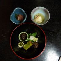 One of the many dishes served at Izusen at Izusen - Kita in Kyoto