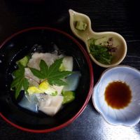 One of the many dishes served at Izusen at Izusen - Kita in Kyoto
