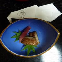 One of the many dishes served at Izusen at Izusen - Kita in Kyoto