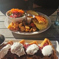 Vegan brunch, Benny & sweet waffles at MeeT in Yaletown in Vancouver