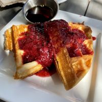 With a side of waffles (all GF)  at MeeT in Yaletown in Vancouver