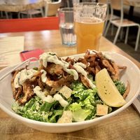 Caesar Salad with “kalamari"  at MeeT in Yaletown in Vancouver