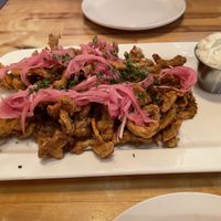 Fried oyster mushroom calamari  at MeeT in Yaletown in Vancouver