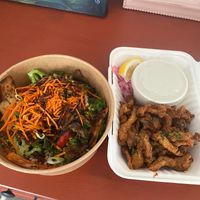Thai Noodles with Tofu + Oyster Mushroom Appetizer   at MeeT in Yaletown in Vancouver