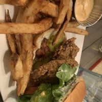 Mushroom “chicken” burger   at MeeT in Yaletown in Vancouver