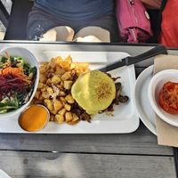 Steak and mushroom benny at MeeT in Yaletown in Vancouver