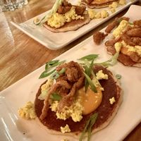 Pancake Tacos for Brunch  at MeeT in Yaletown in Vancouver