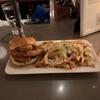 Bacun ranch burger with side of poutine cheesy fries    at MeeT in Yaletown in Vancouver