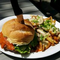Angry Burg with Groovy Gravy Fries at MeeT in Yaletown in Vancouver