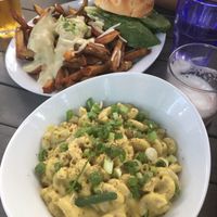 Poutine, burger and Mac and cheese at MeeT in Yaletown in Vancouver