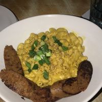 Mac n cheese with the extra sausage (do not recommend the sausage)  at MeeT in Yaletown in Vancouver