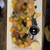 Vegan “Buttermilk “ Pancakes with fruit   at Hometown Sports Grill in Ottawa