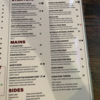 Vegan menu  at Hometown Sports Grill in Ottawa