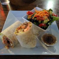 Vegan cauliflower wrap with side salad at Hometown Sports Grill in Ottawa