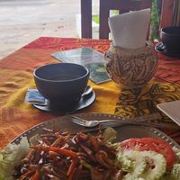 Vegan Fajitas and lagoon view #Veganuary at El Cocodrilo in Coba