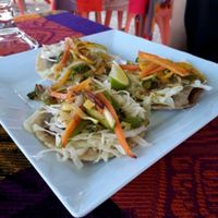 vegan panuchos really good! at El Cocodrilo in Coba