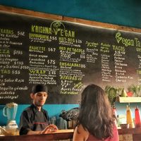 Blackboard menu at Krishna Vegan in Guadalajara