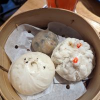 Three types of buns at Oriental Teahouse in South Yarra