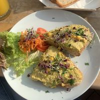 Roasted hummus bread   at Cafe Affenbrot in Luebeck