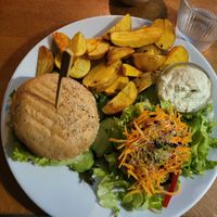 Grünkern-Burger Menu at Cafe Affenbrot in Luebeck
