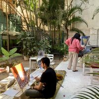 Painters at Yogi-Sthaan in Bangalore