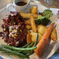 Nut and seed roast with roast potatoes and vegetables   at The Curlew in Bournemouth