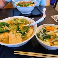Vegan miso ramen with extra veggies on the side. at Kitakata Ramen Ban Nai in Costa Mesa