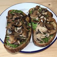 Mushrooms and kale pesto on sourdough 🍞  at Steep & Filter in Skipton