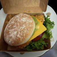 Wolpertinger with fried vegan chickenn  at Hans im Glück in Dresden