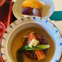 Hamburg and dessert course   at Tenryuji Temple Shigetsu in Kyoto